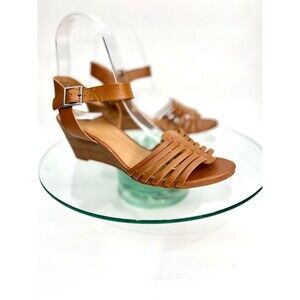 Susina Nordstrom Rack Terra Sandals Brown Leather Wedge Ankle Strap Gladiator